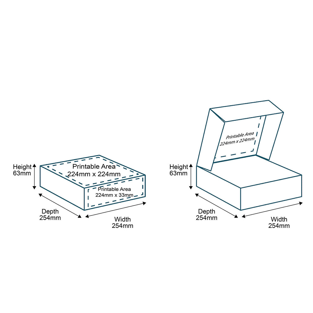 Customised Printed Brown Postal Boxes - 254x254x63mm - Sample