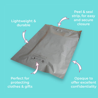 Standard Grey Polythene Mailing Bags & Sacks - 350x405mm