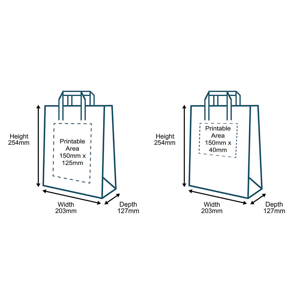 Customised Printed Brown Tape Handle Paper Carrier Bags - 203x127x254mm - Sample