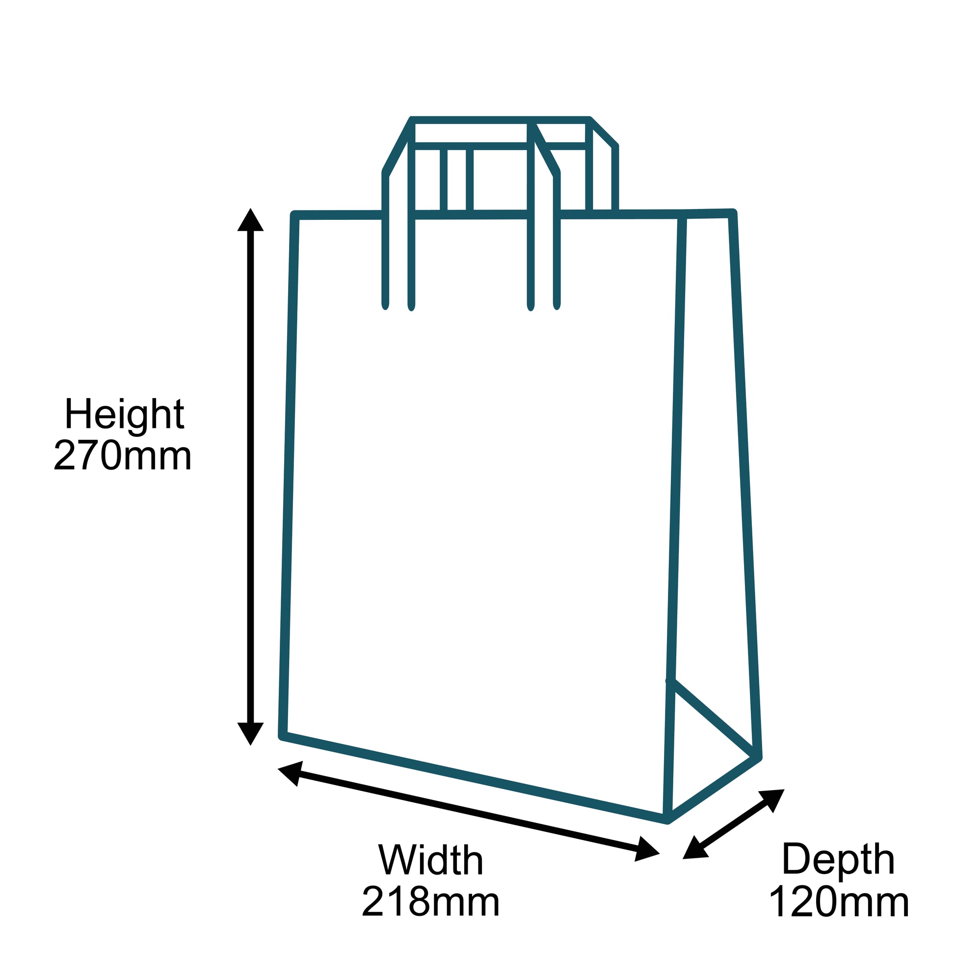 Customised Printed White Tape Handle Paper Carrier Bags - 218x120x270mm
