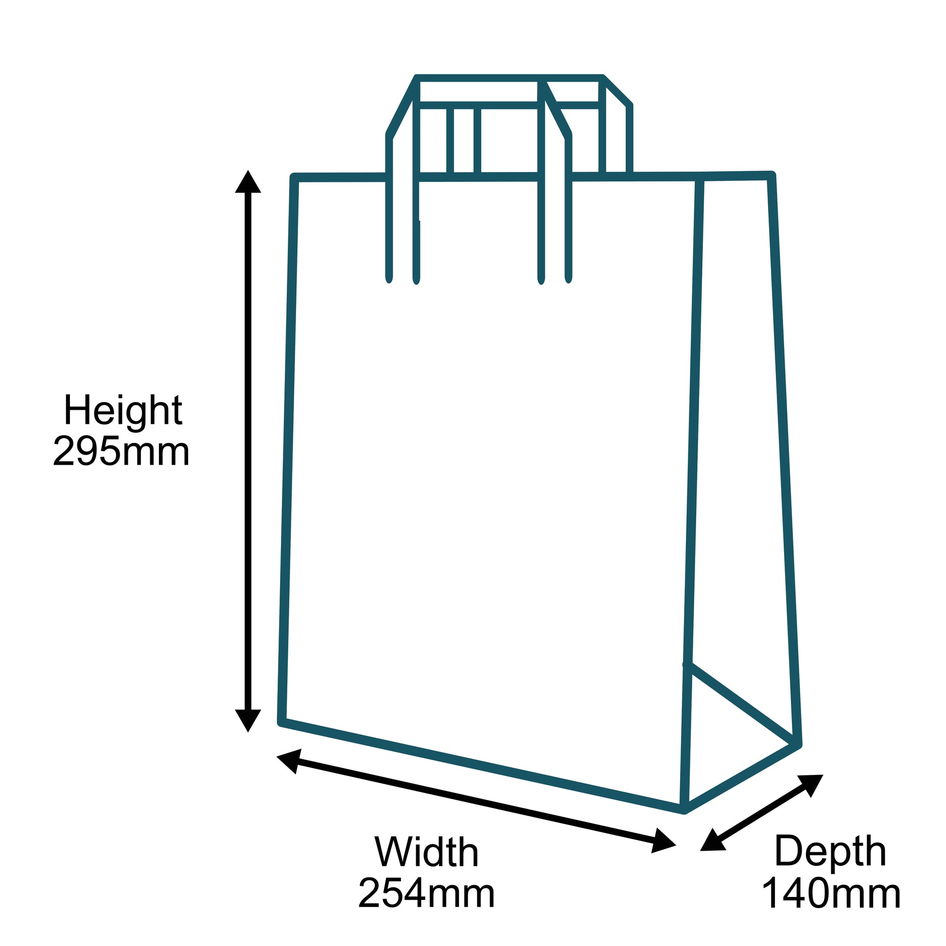 Customised Printed White Tape Handle Paper Carrier Bags - 254x140x295mm