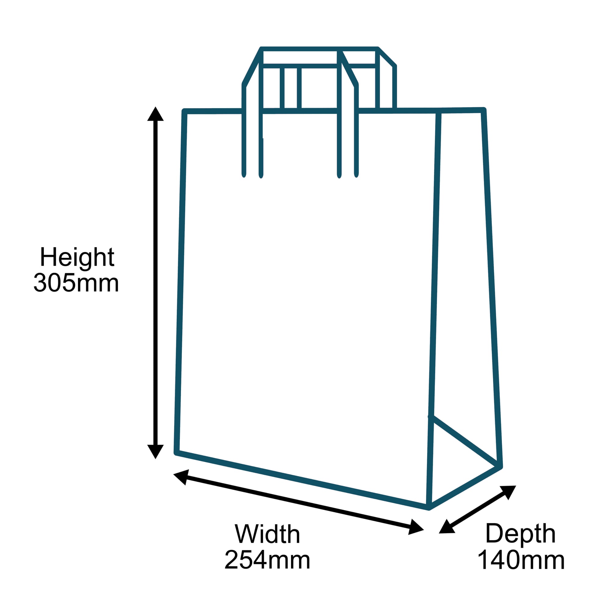 Customised Printed Brown Tape Handle Paper Carrier Bags - 254x140x305mm