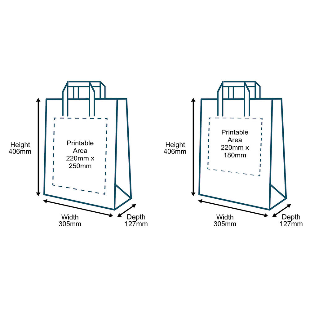 Customised Printed Brown Tape Handle Paper Carrier Bags - 305x127x406mm - Sample