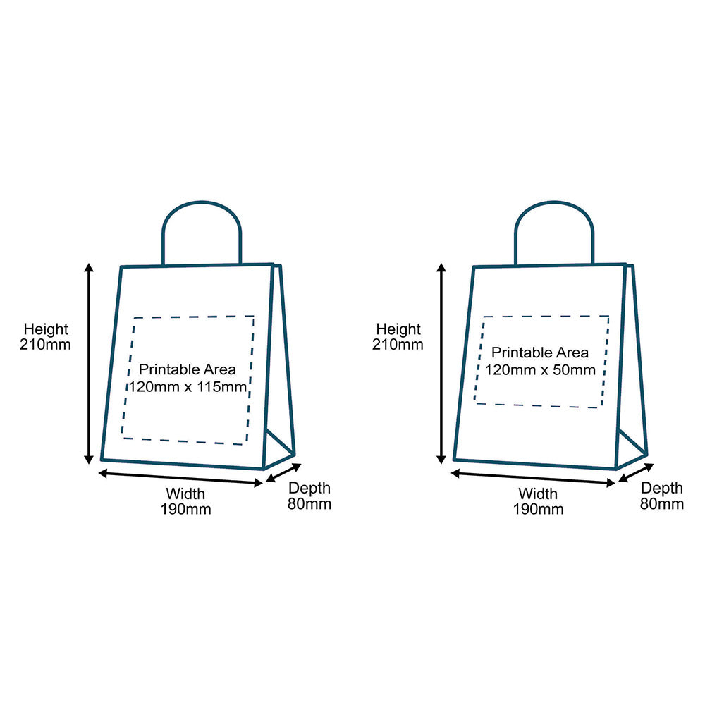 Customised Printed Brown Twist Handle Paper Carrier Bags - 190x80x210mm - Sample