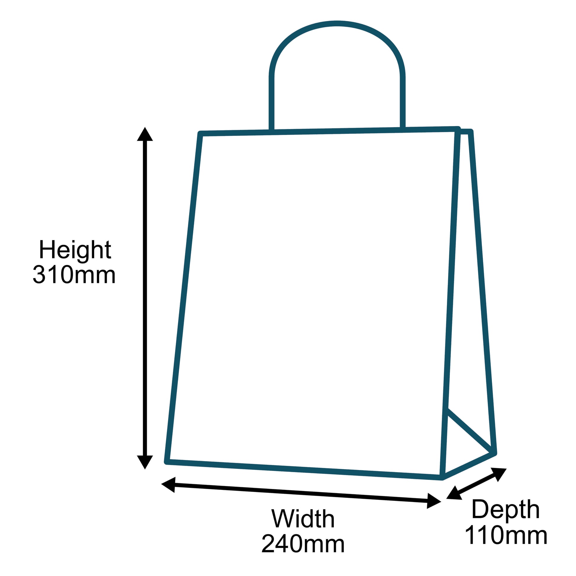 Customised Printed White Twist Handle Paper Carrier Bags - 240x110x310mm - Sample