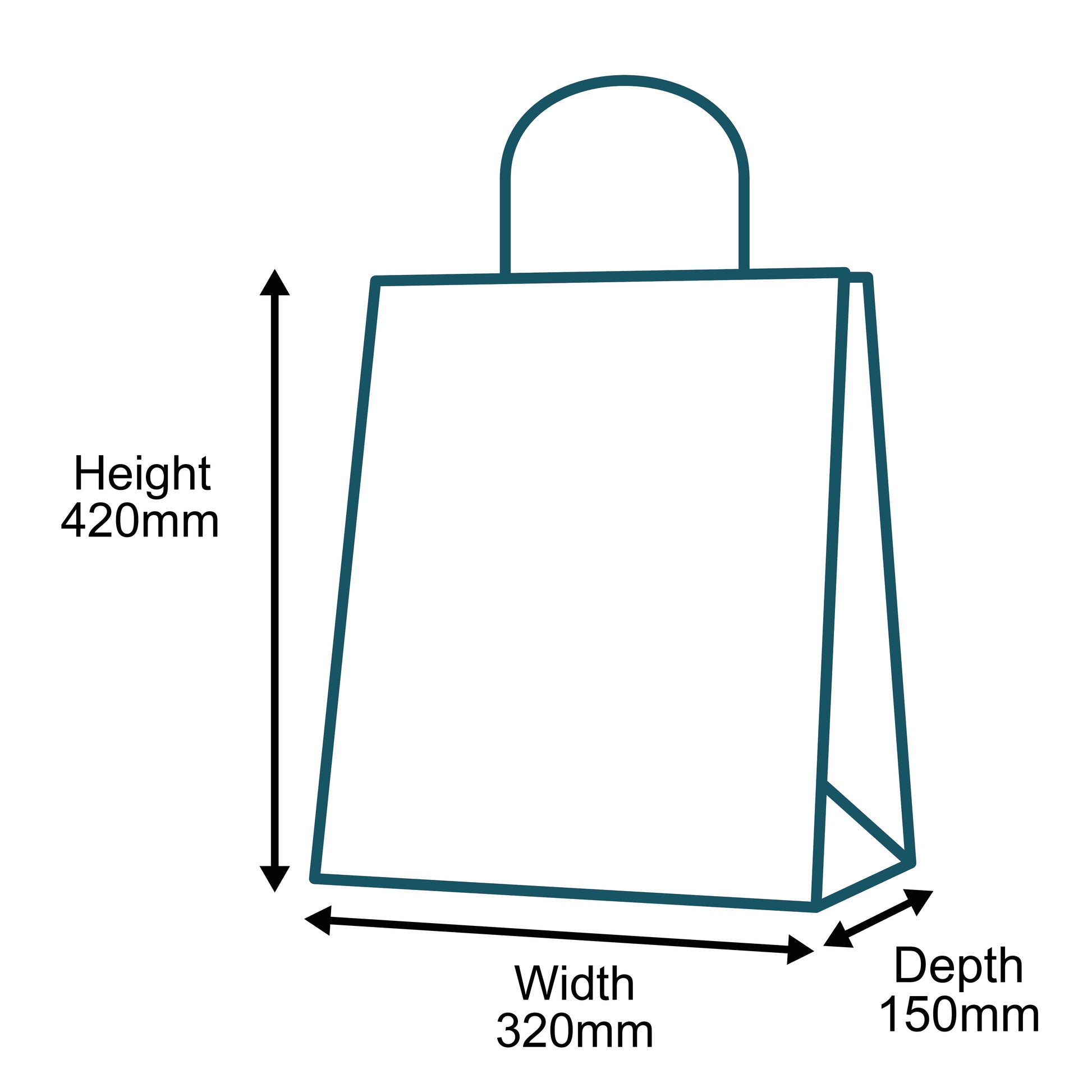 Customised Printed Ribbed Kraft Premium Brown Twist Handle Paper Carrier Bags - 320x150x420mm