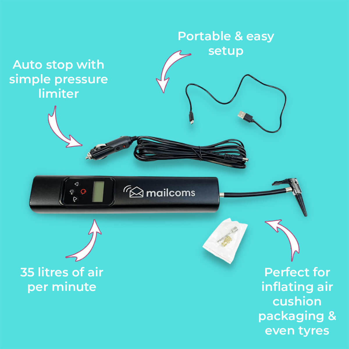 Heavy Duty Digital USB Hand Pump For Air Packaging
