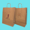 Customised Printed Ribbed Kraft Premium Brown Twist Handle Paper Carrier Bags - 320x150x420mm