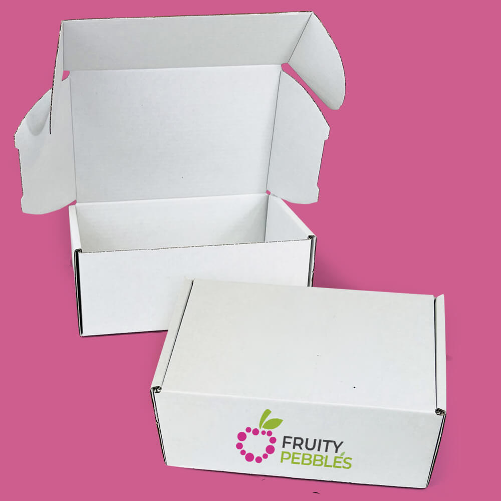 Customised Printed White Postal Boxes - 375x255x150mm - Sample
