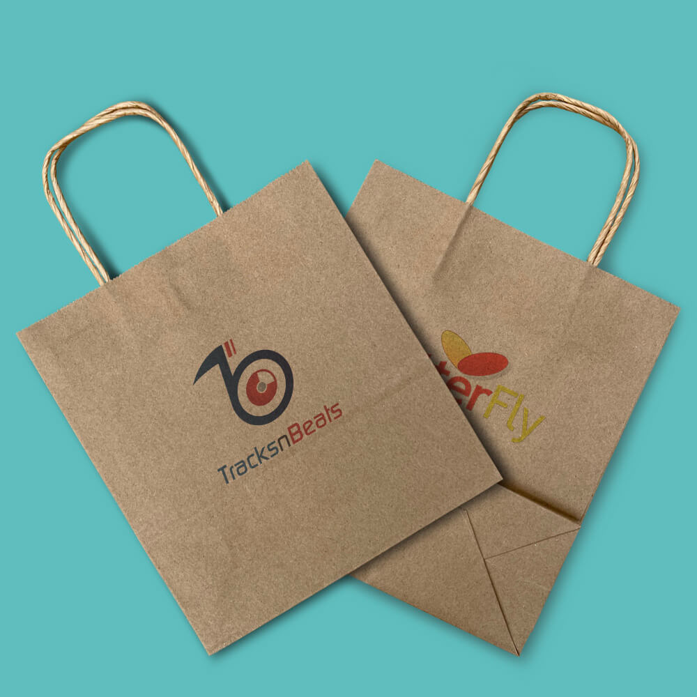 Customised Printed Brown Twist Handle Paper Carrier Bags - 320x140x420mm - Sample