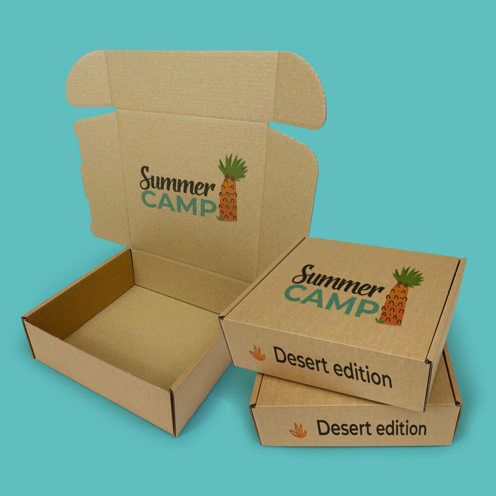 Customised Printed Brown Postal Boxes - 240x240x80mm - Sample