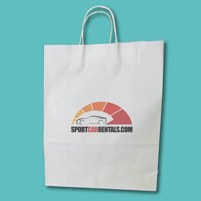 Customised Printed White Twist Handle Paper Carrier Bags - 320x140x420mm - Sample