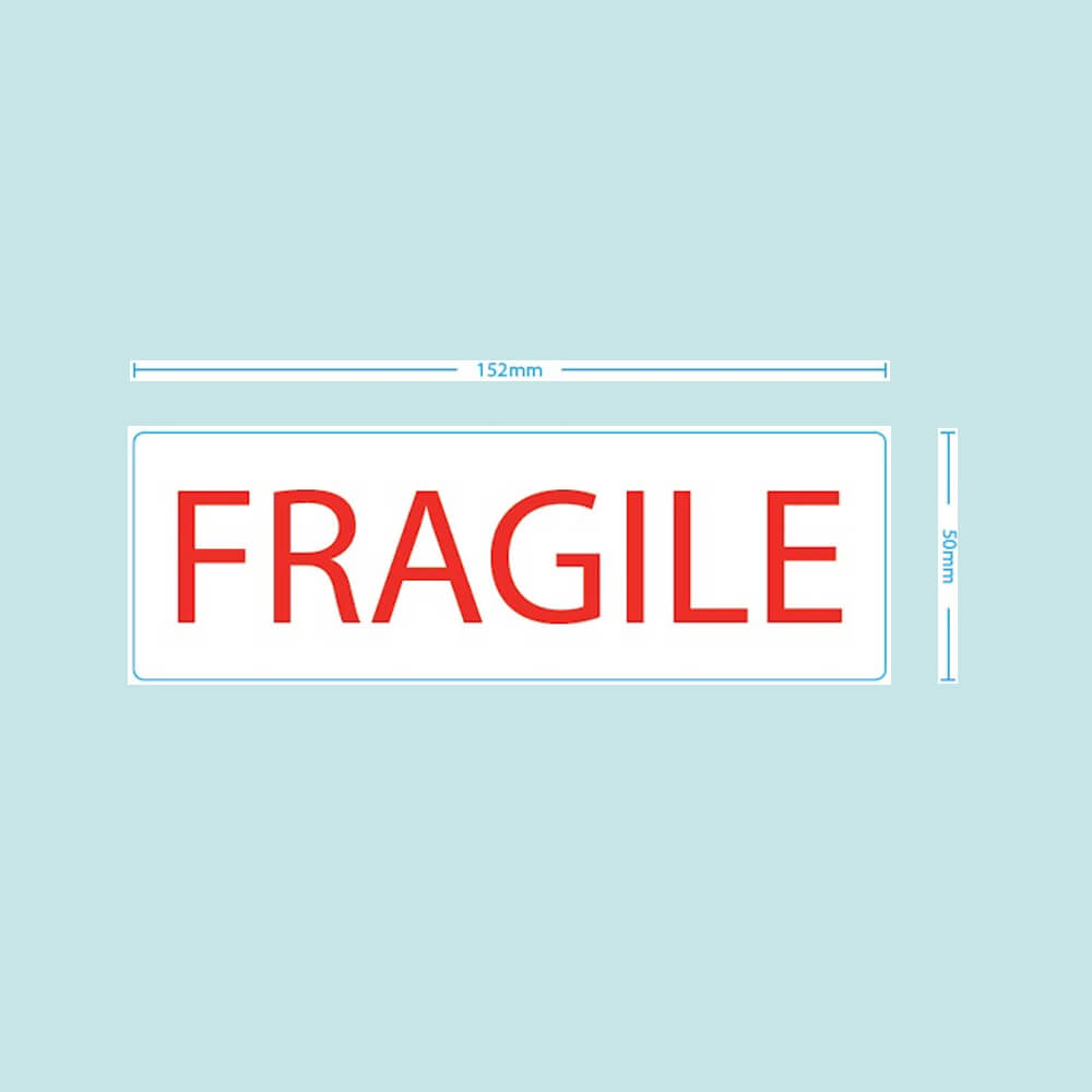 White & Red 'Fragile' Warning Labels - 152x50mm