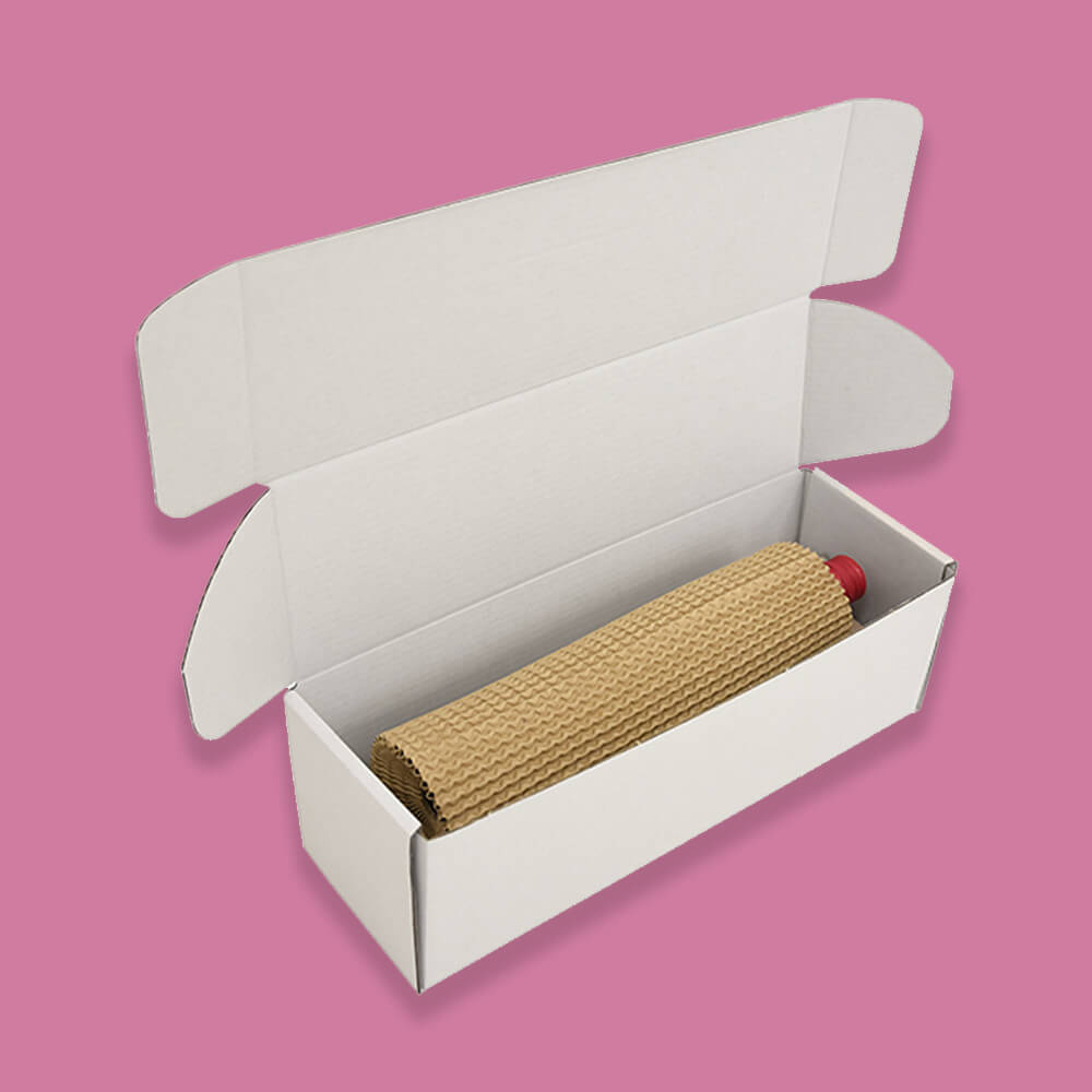 Single Bottle Corrugated Sleeves Kit - Includes Corrugated Bottle Sleeves & White Postal Boxes