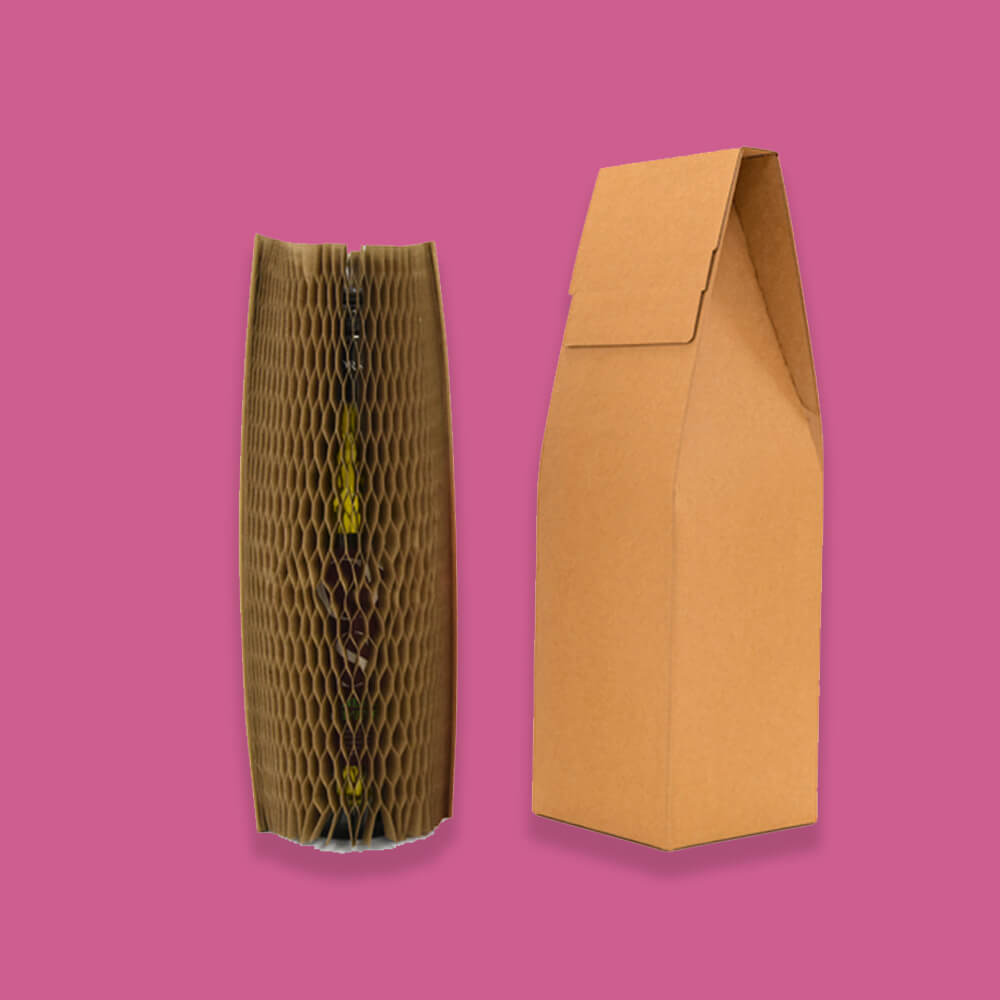 Single Bottle Flexi-Hex Sleeves Packaging Kit - Includes Flexi-Hex Sleeves & Brown Pinch Top Boxes